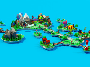 Cartoon sea village 3D Модель
