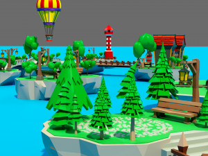 Cartoon sea village 3D Модель
