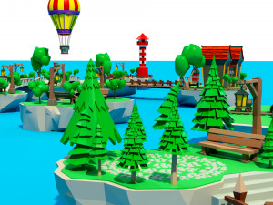 Cartoon sea village 3D Модель