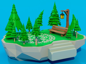 Cartoon sea village 3D Модель