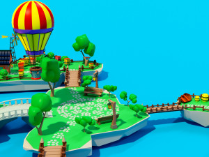 Cartoon sea village 3D Модель