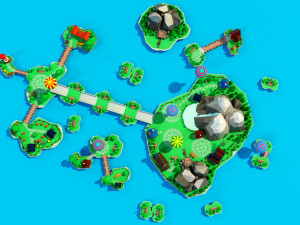 Cartoon sea village 3D Модель