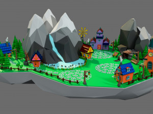 Cartoon sea village 3D Модель