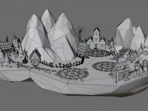 Cartoon sea village 3D Модель