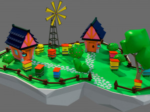 Cartoon sea village 3D Модель