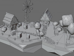 Cartoon sea village 3D Модель