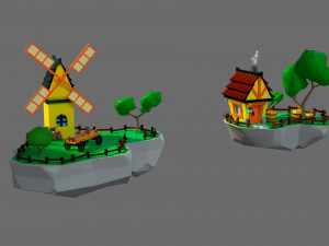 Cartoon sea village 3D Модель