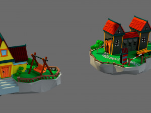 Cartoon sea village 3D Модель