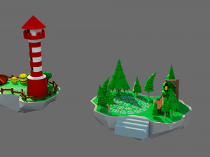 Cartoon sea village 3D Модель