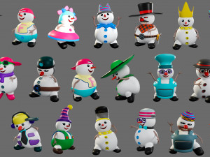 Cartoon characters-2 snowmen 3D Модель