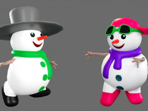 Cartoon characters-2 snowmen 3D Model