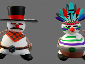 Cartoon characters-2 snowmen 3D Модель