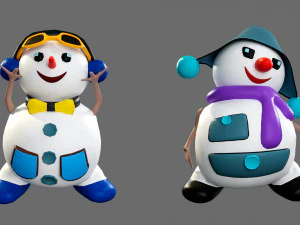 Cartoon characters-2 snowmen 3D Model
