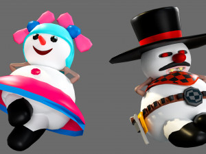 Cartoon characters-2 snowmen 3D Модель