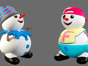 Cartoon characters-2 snowmen 3D Модель