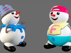 Cartoon characters-2 snowmen 3D Model