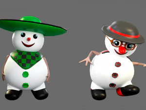 Cartoon characters-2 snowmen 3D Model