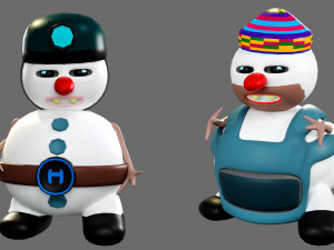 Cartoon characters-2 snowmen 3D Модель