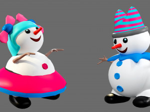 Cartoon characters-2 snowmen 3D Модель
