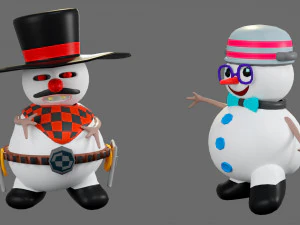 Cartoon characters-2 snowmen 3D Model