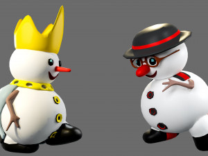 Cartoon characters-2 snowmen 3D Модель