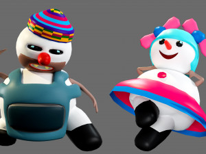 Cartoon characters-2 snowmen 3D Модель