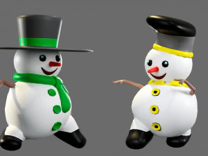 Cartoon characters-2 snowmen 3D Model