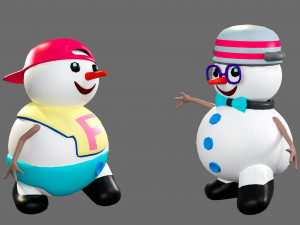 Cartoon characters-2 snowmen 3D Модель