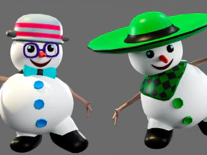 Cartoon characters-2 snowmen 3D Model