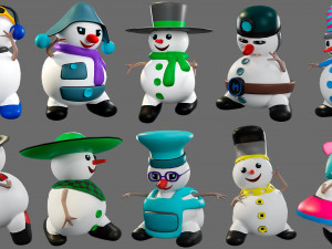 Cartoon characters-2 snowmen 3D Модель