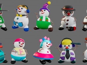 Cartoon characters-2 snowmen 3D Модель