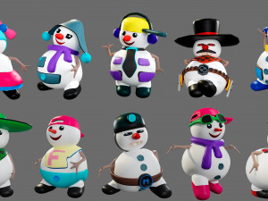 Cartoon characters-2 snowmen 3D Модель