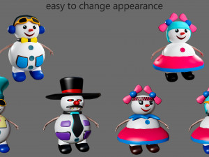 Cartoon characters-2 snowmen 3D Модель