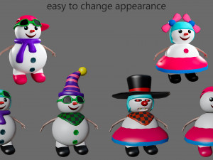 Cartoon characters-2 snowmen 3D Модель