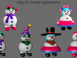 Cartoon characters-2 snowmen 3D Model