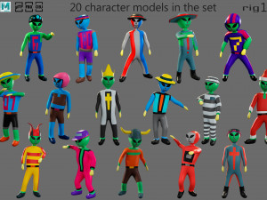 Cartoon characters-3 aliens 3D 模型