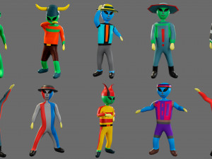 Cartoon characters-3 aliens 3D Модель
