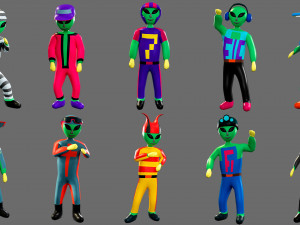 Cartoon characters-3 aliens 3D Модель
