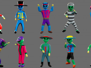 Cartoon characters-3 aliens 3D Модель
