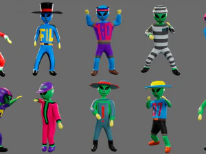 Cartoon characters-3 aliens 3D Model