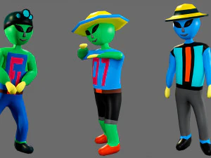 Cartoon characters-3 aliens 3D Model