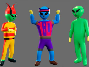 Cartoon characters-3 aliens 3D Model
