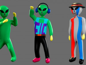 Cartoon characters-3 aliens 3D Модель
