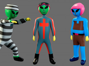 Cartoon characters-3 aliens 3D Модель