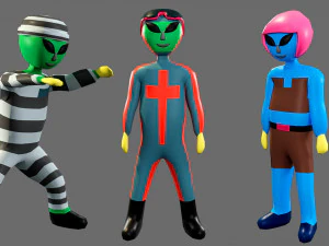 Cartoon characters-3 aliens 3D Model