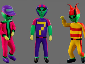 Cartoon characters-3 aliens 3D Model