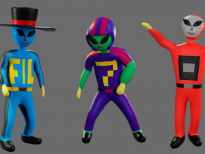 Cartoon characters-3 aliens 3D Модель