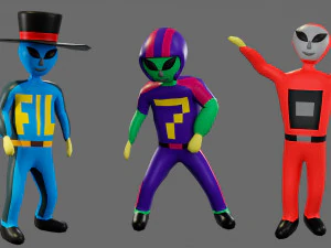 Cartoon characters-3 aliens 3D Model