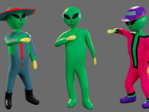 Cartoon characters-3 aliens 3D Model