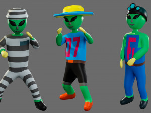 Cartoon characters-3 aliens 3D Модель